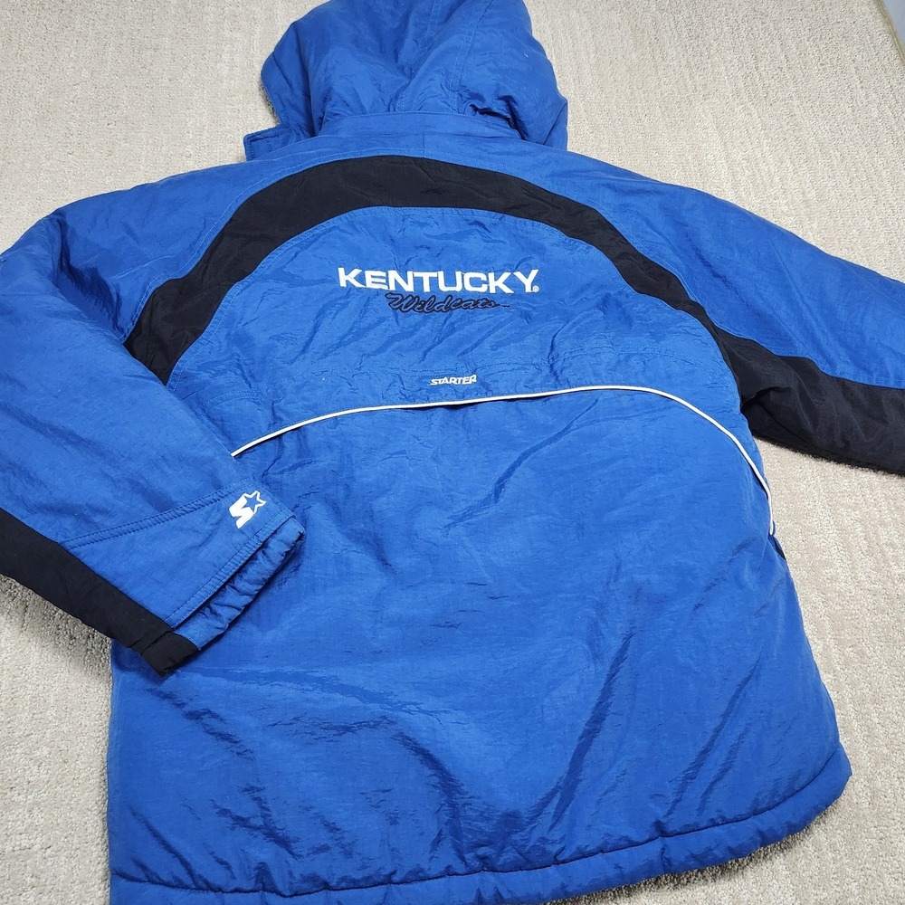 Vintage Starter Jacket Youth Large Kentucky Wildcats Puffer 90s NCAA 16 18‎ Blue